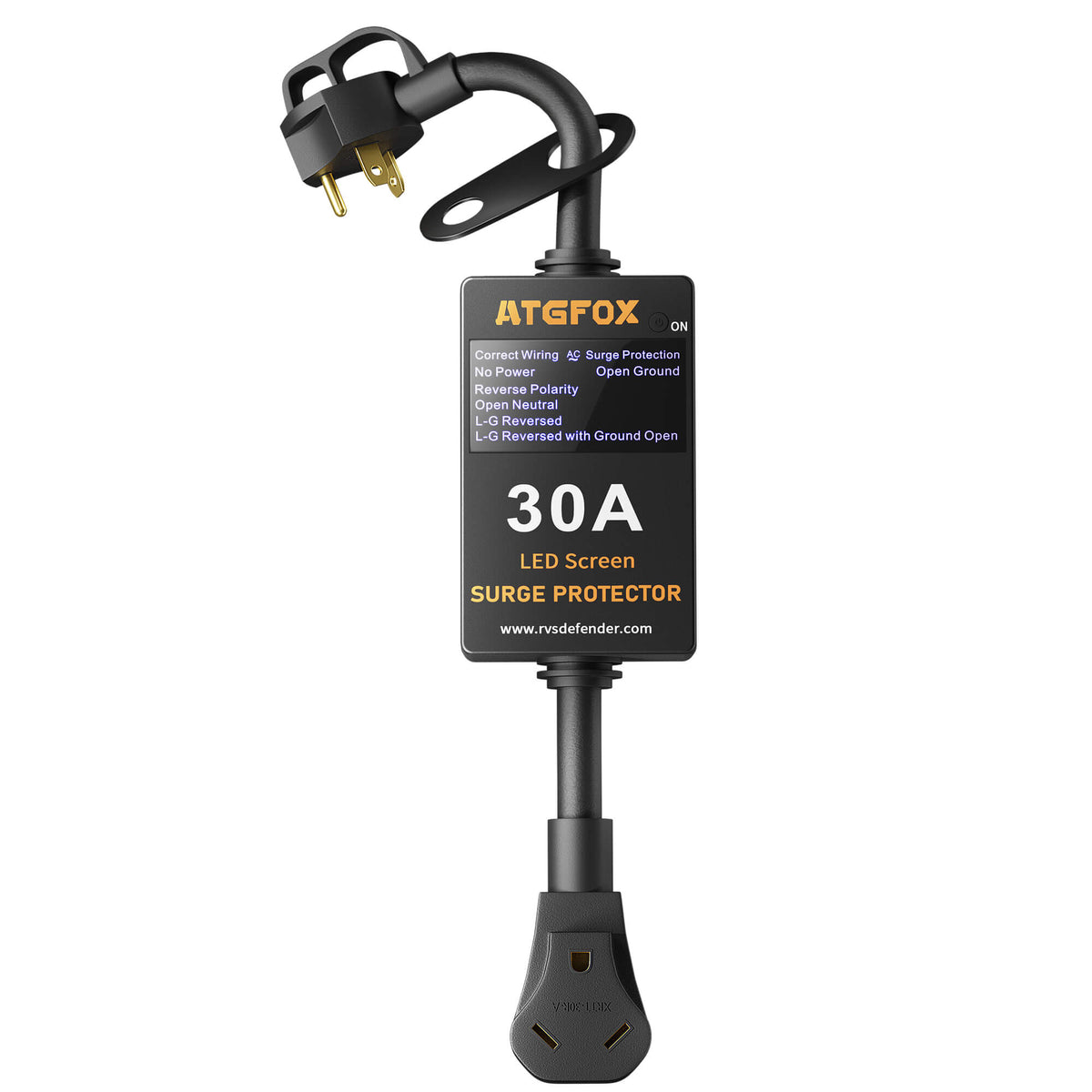 Parasurtenseur ATGFOX RV 4100J, analyseur de circuit 30 A, écran LED intelligent 3, 55 pouces, dispositifs de protection contre les surtensions avec couvercle étanche