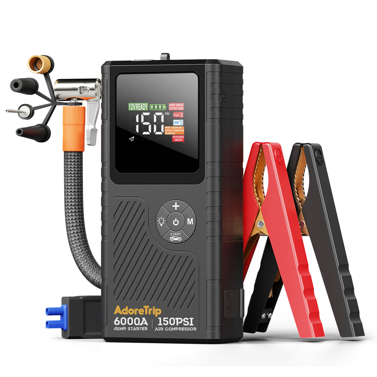 JFEGWO CS02 6250A Plus Avviatore di emergenza per batteria auto con compressore d'aria (formato tascabile)