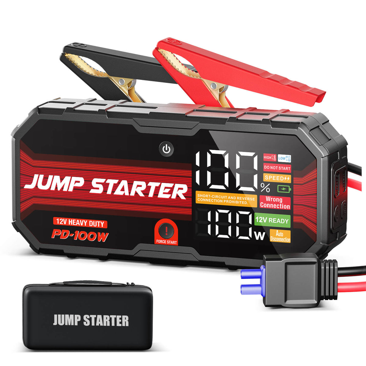 JFEGWO Auto Snellaad Jump Starter 12V 24000mAh Power Bank Batterij Booster 10200