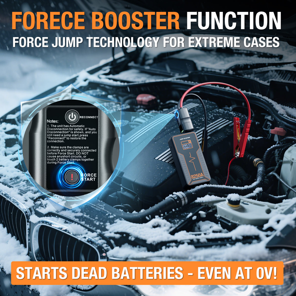 JFEGWO F65 8250A Avviatore di emergenza per batteria auto Tascabile Jumper Box