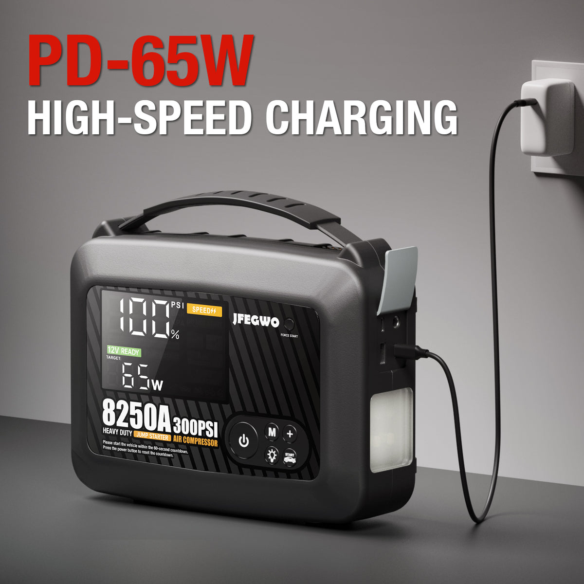 JFEGWO 8250A Super Jump Starter con compressore d'aria