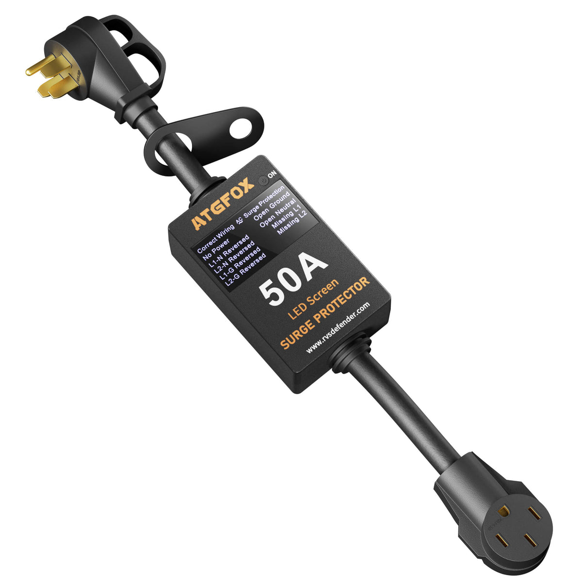 Parasurtenseur ATGFOX RV 6500J, analyseur de circuit 50 A, écran LED intelligent 3, 55 pouces, dispositifs de protection contre les surtensions avec couvercle étanche