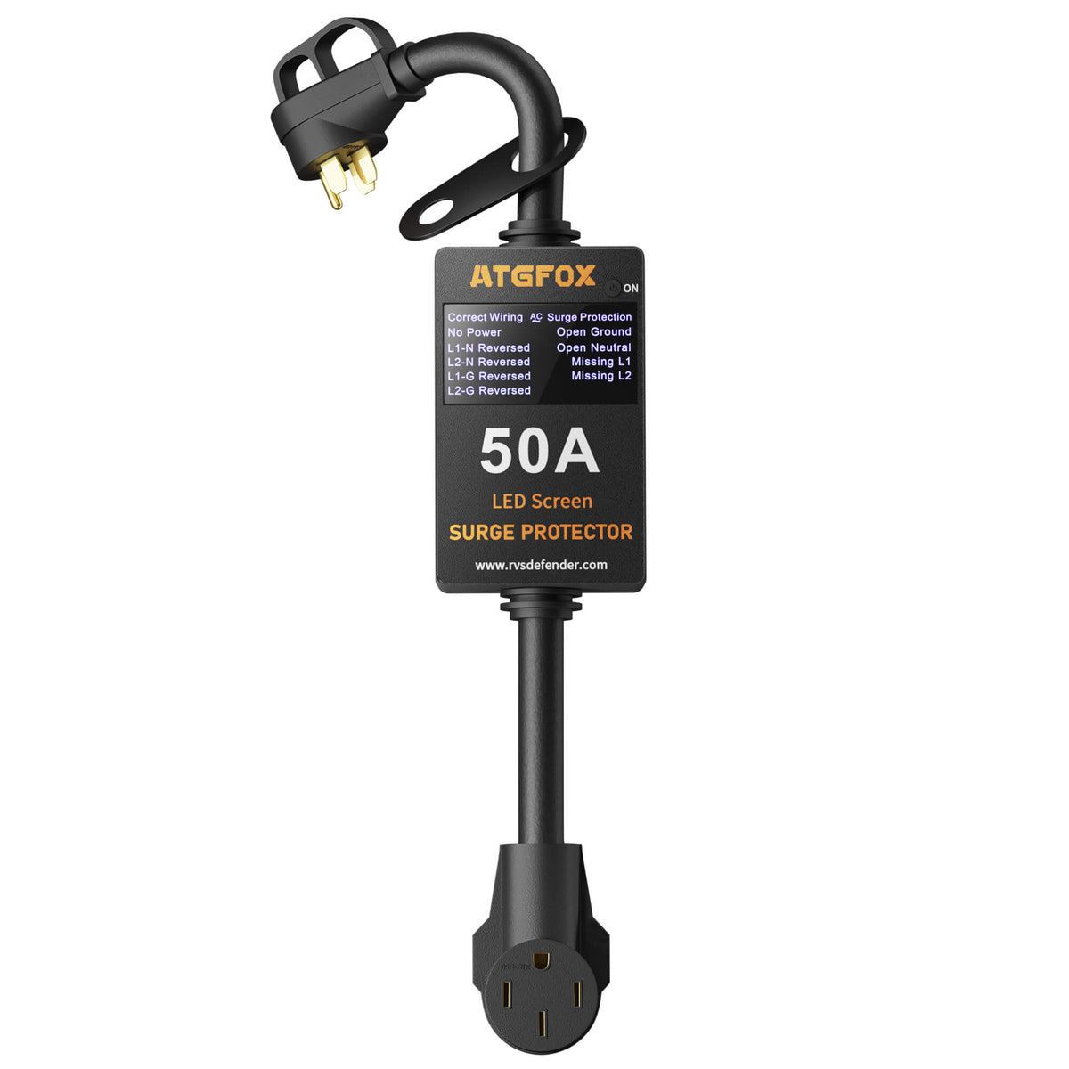 Parasurtenseur ATGFOX RV 6500J, analyseur de circuit 50 A, écran LED intelligent 3, 55 pouces, dispositifs de protection contre les surtensions avec couvercle étanche