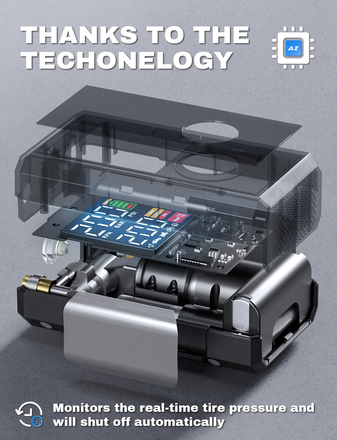 JF.EGWO JFEGWO Portable Air Inflator, Grey - JF.EGWO