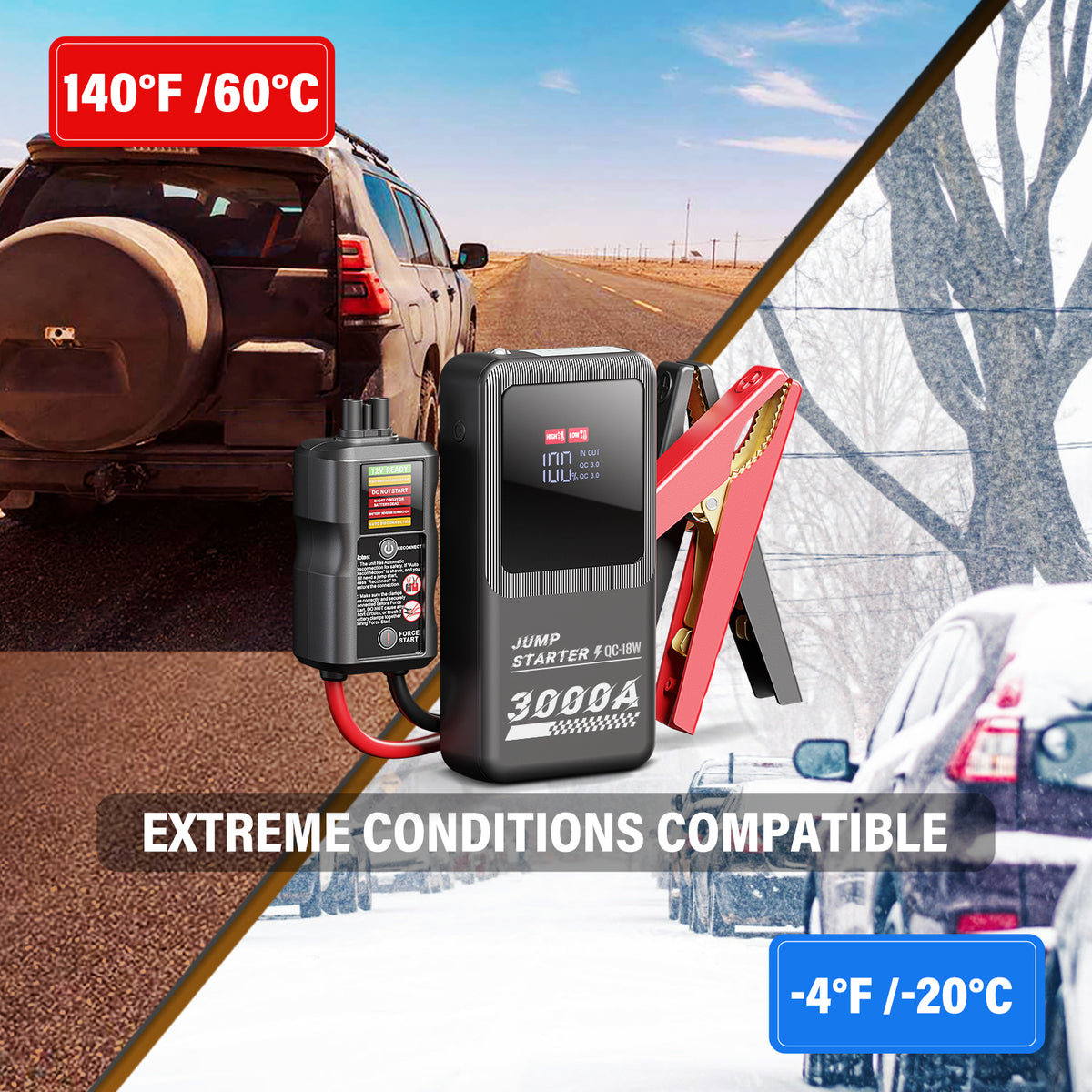 JFEGWO F55-3000A Avviatore di emergenza per auto Caricabatterie per batteria