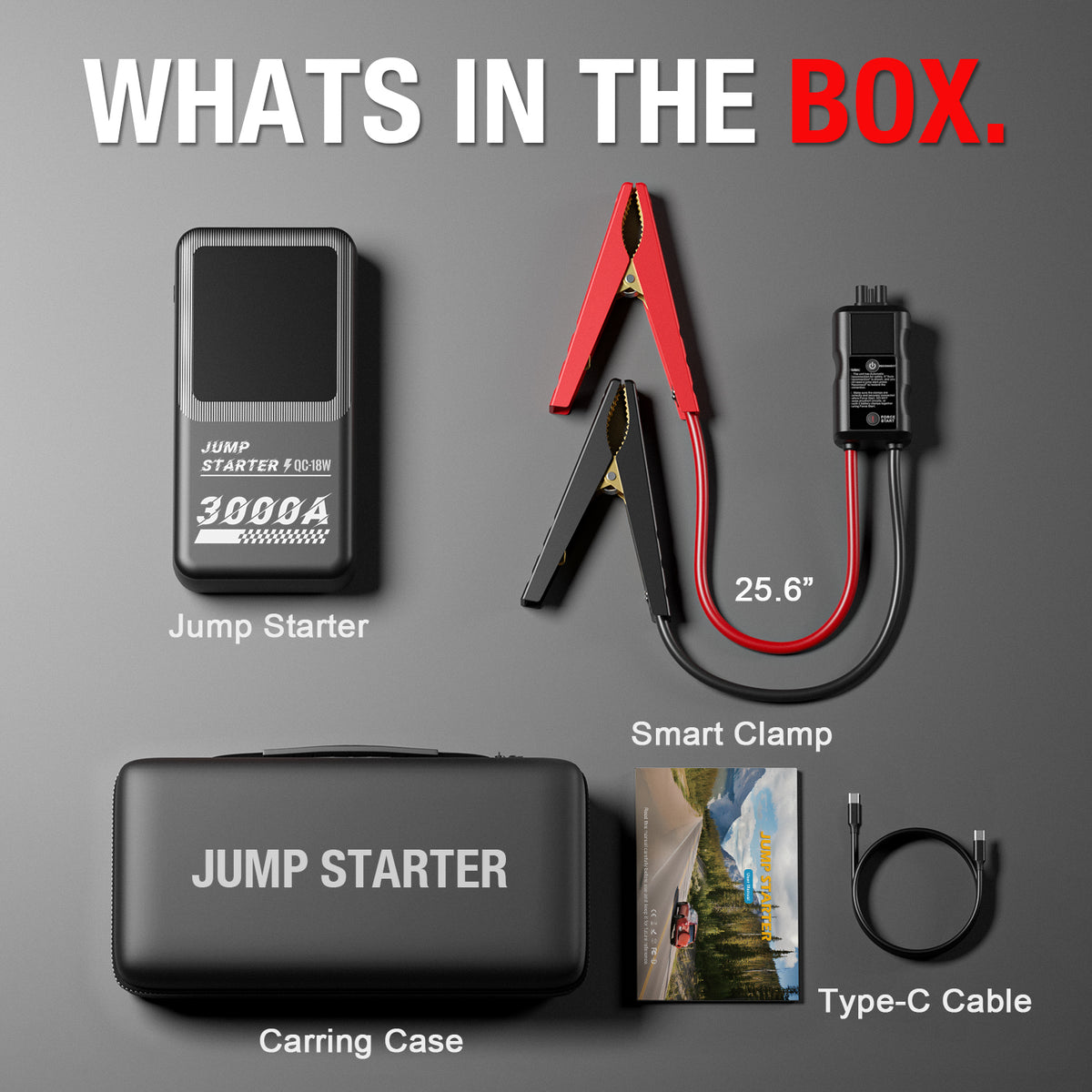 JFEGWO F55-3000A Avviatore di emergenza per auto Caricabatterie per batteria