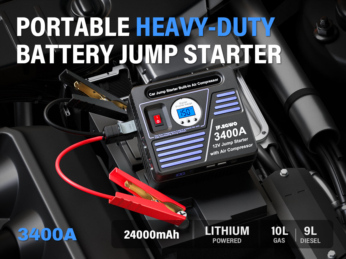 3400A Car Jump Starter: Your Ultimate Roadside Lifesaver JFEGWO!