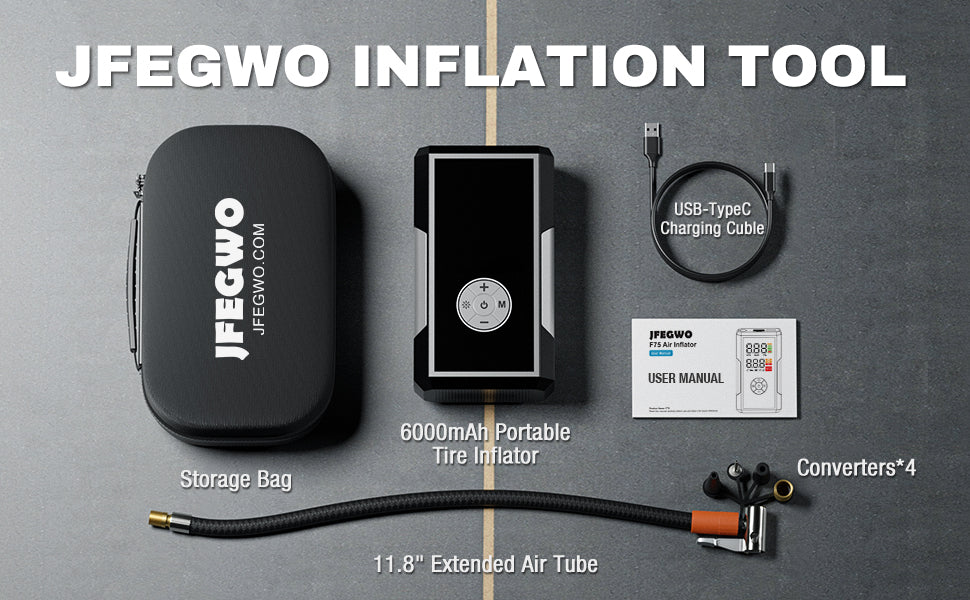 JF.EGWO JFEGWO Portable Air Inflator, Grey - JF.EGWO
