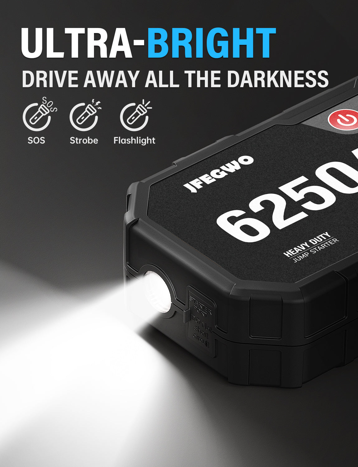 JFEGWO 6250A Jump Starter Car Battery Booster Power Bank