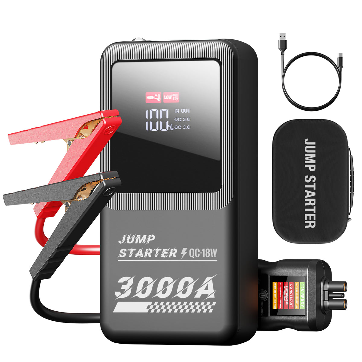 JFEGWO F55-3000A Avviatore di emergenza per auto Caricabatterie per batteria