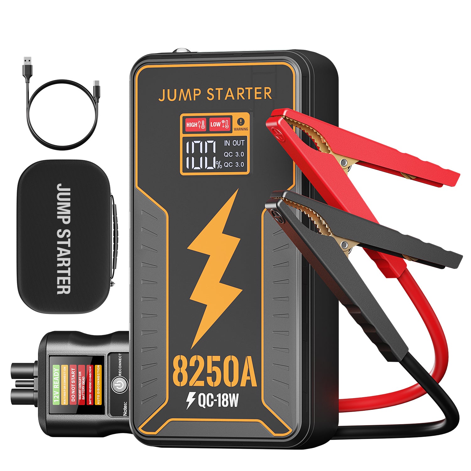 battery booster box JFEGWO F65-8250A Starthilfegerät für Autobatterien im Taschenformat