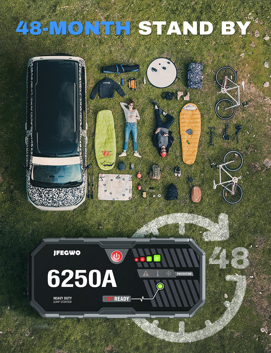 JFEGWO 6250A Jump Starter per auto con potenziatore di batterie