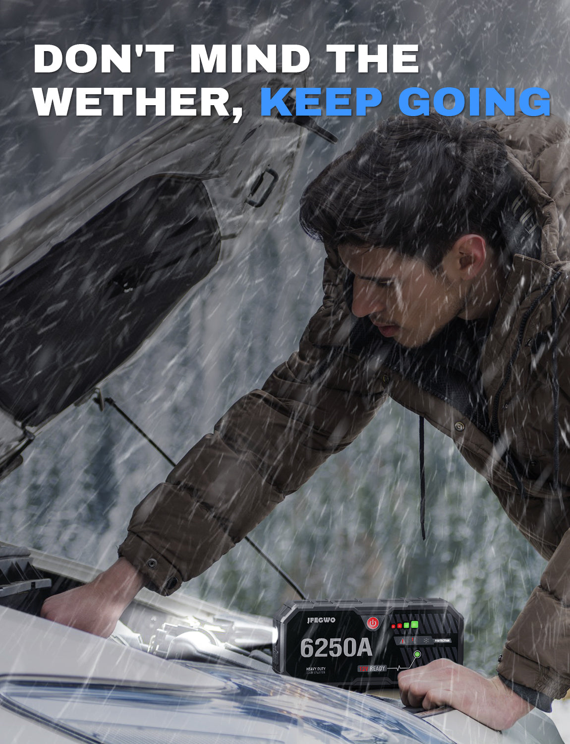 JFEGWO 6250A Jump Starter per auto con potenziatore di batterie