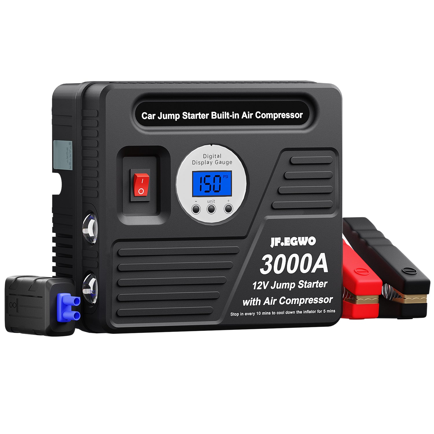 JFEGWO 3000A Jump Starter with Air Compressor Black– JF.EGWO