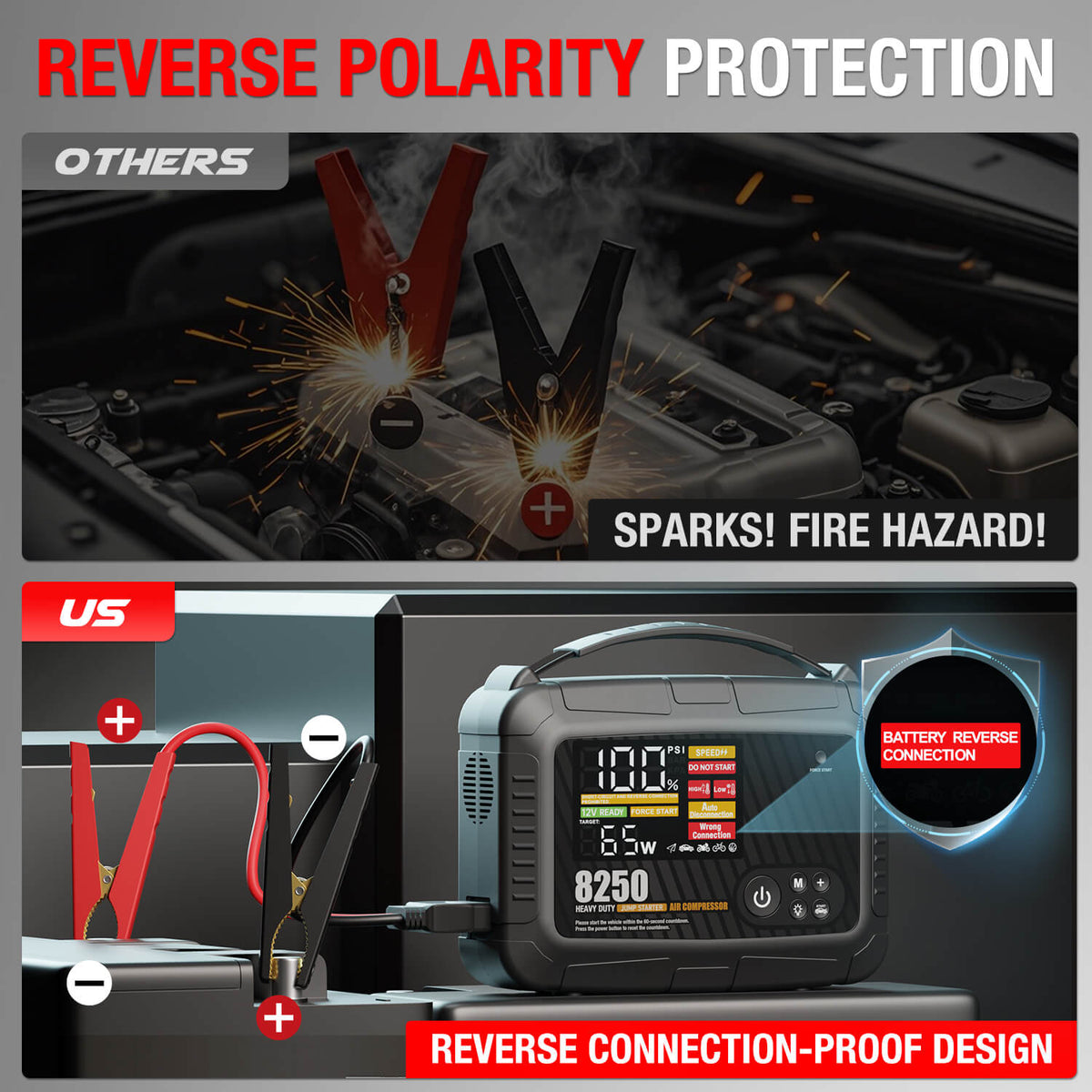 JFEGWO CS02-8250A Super Jump Starter con compressore d'aria