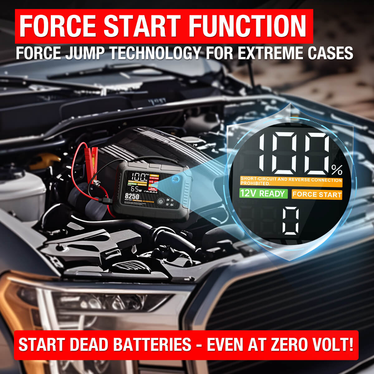 JFEGWO CS02-8250A Super Jump Starter con compressore d'aria