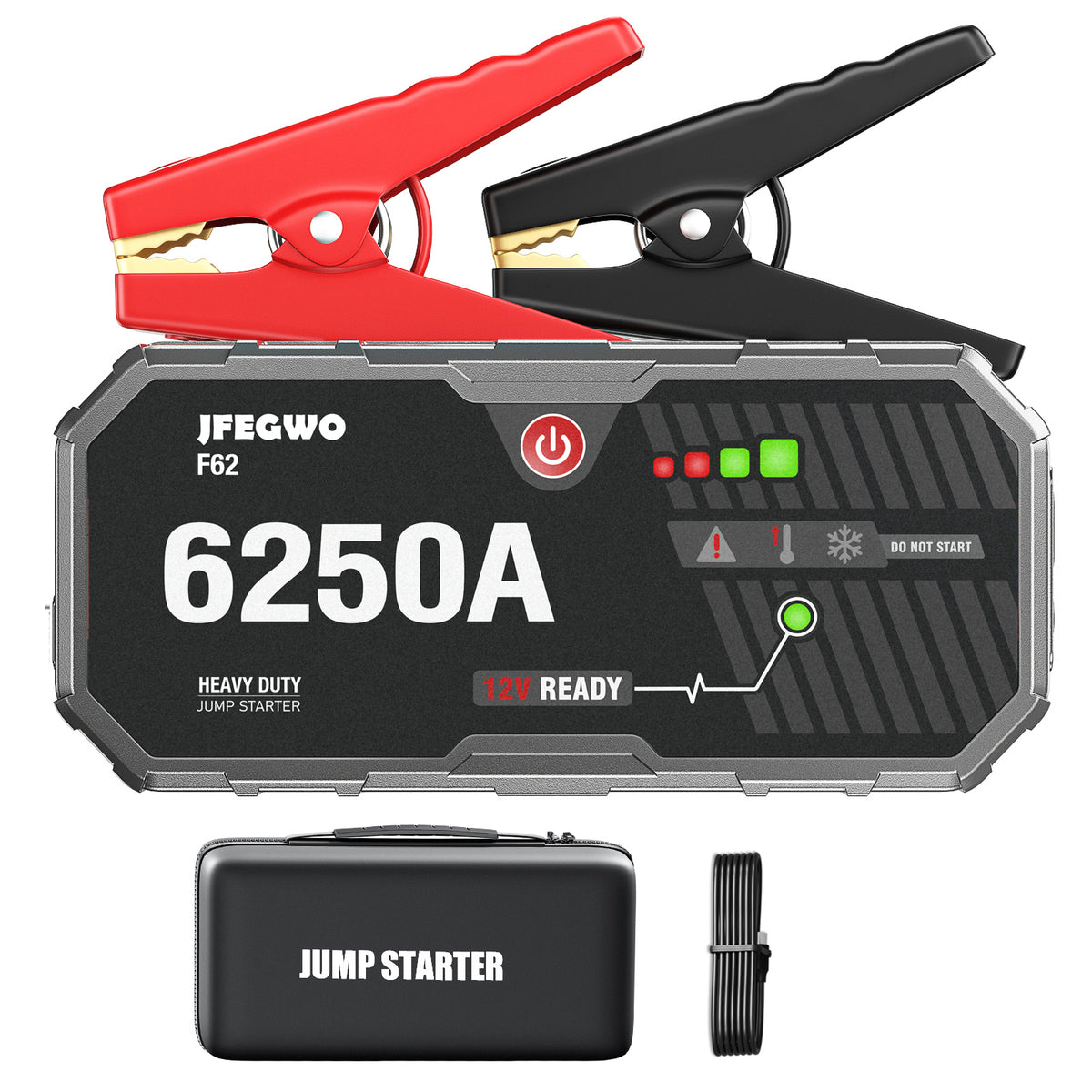 JFEGWO 6250A Jump Starter per auto con potenziatore di batterie