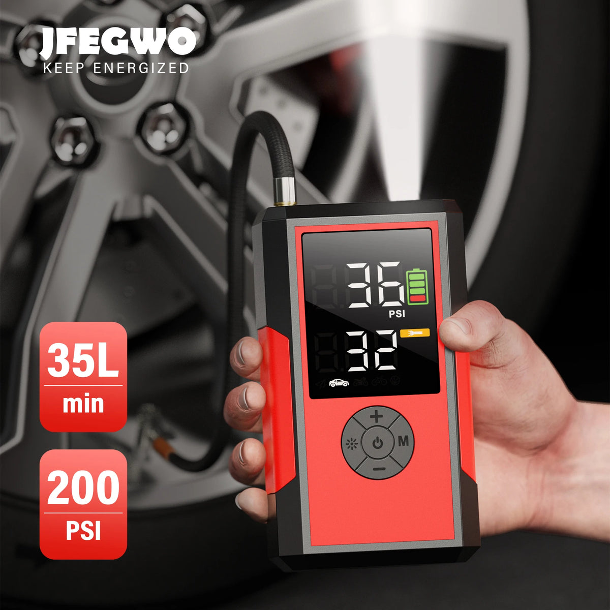 JFEGWO Portable Air Inflator, Red