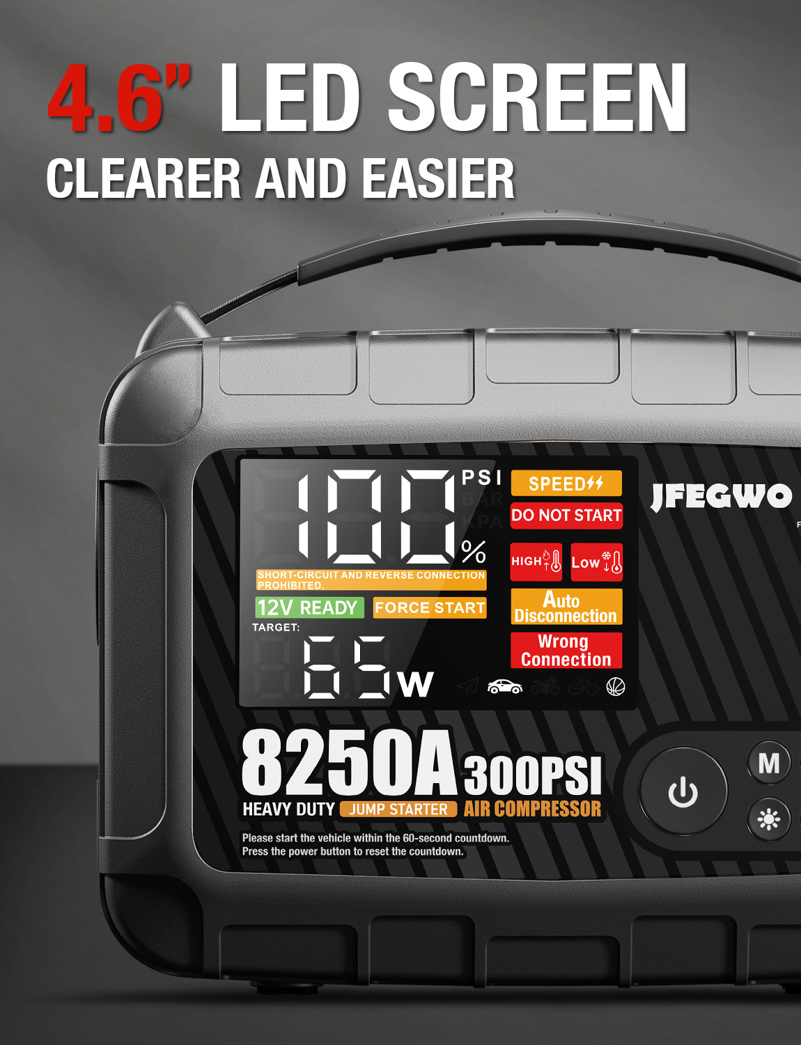 JFEGWO 8250A Super Jump Starter met luchtcompressor