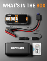 JFEGWO 4000A Jump Starter Car Battery Booster 65W Fast Charging Total 230W Power Bank, Pro
