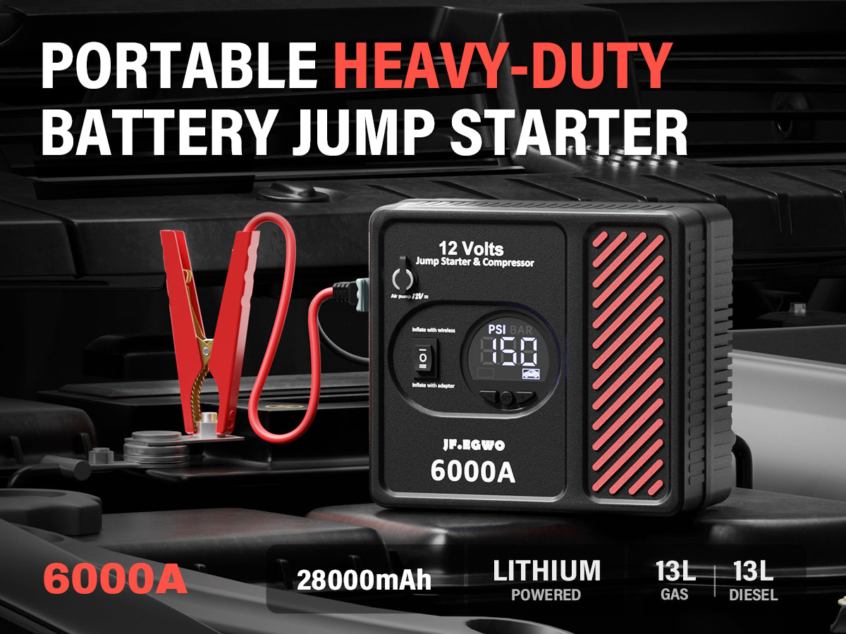 JFEGWO 6000A Jump Starter with Air Compressor