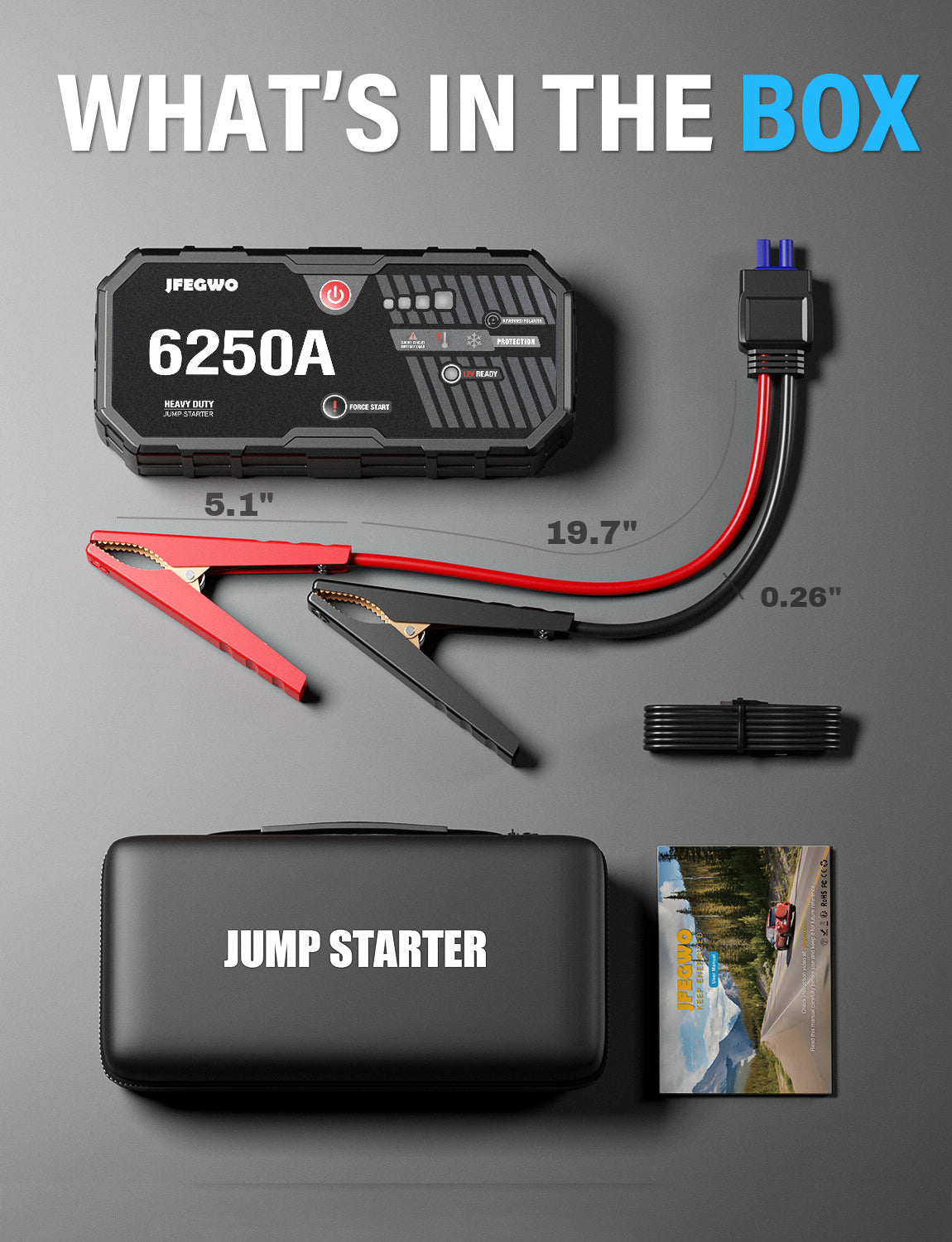 Dmarreur de batterie de voiture JFEGWO F40-6250A-Chargeur de batterie externe Dmarreur de batterie de voiture JFEGWO F40-6250A-Chargeur de batterie externe