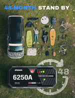 JFEGWO 6250A Jump Starter per auto con potenziatore di batterie