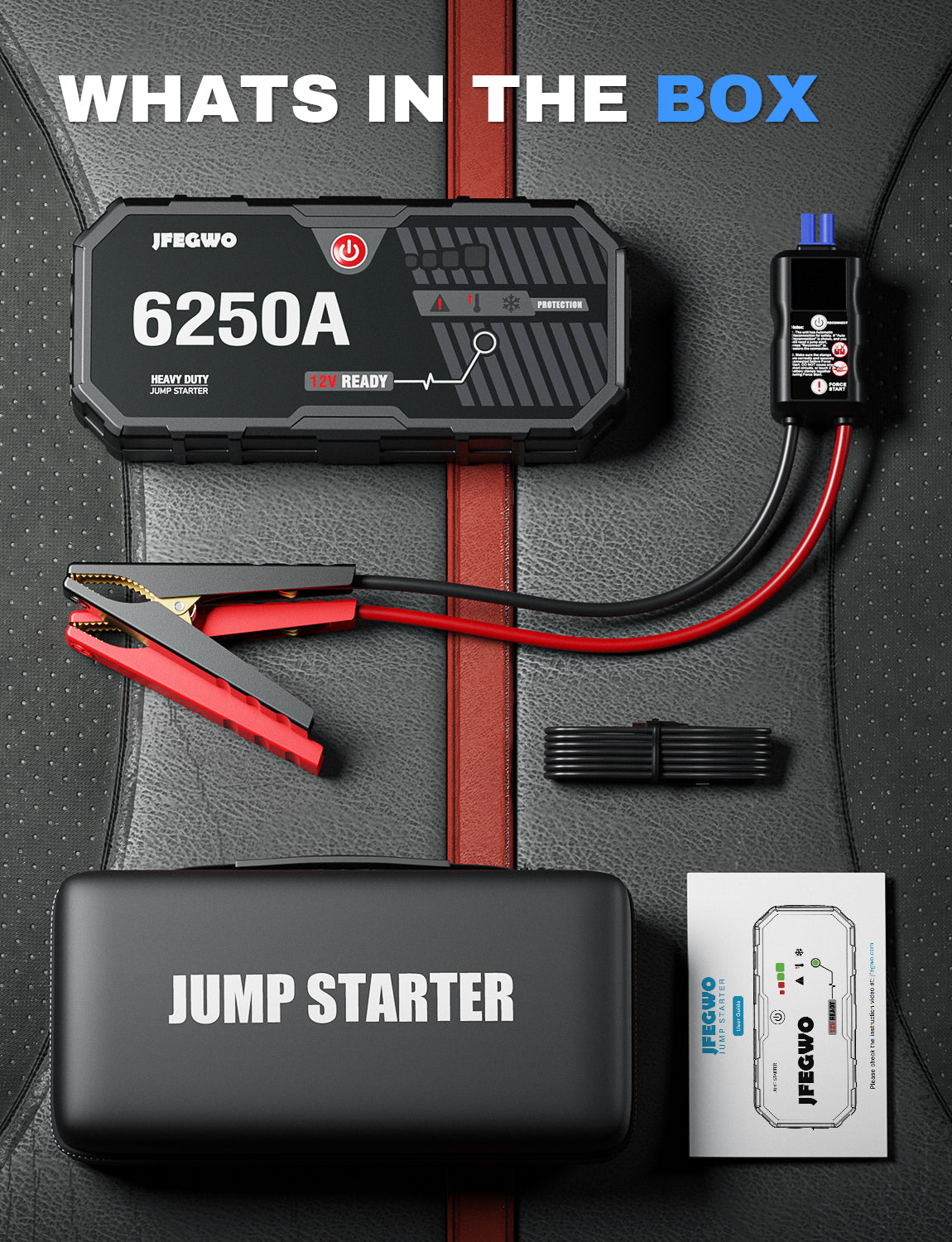Dmarreur de batterie de voiture JFEGWO F40-6250A-Chargeur de batterie externe Dmarreur de batterie de voiture JFEGWO F40-6250A-Chargeur de batterie externe